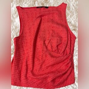 Zara Vibrant Red Textured Tank Top